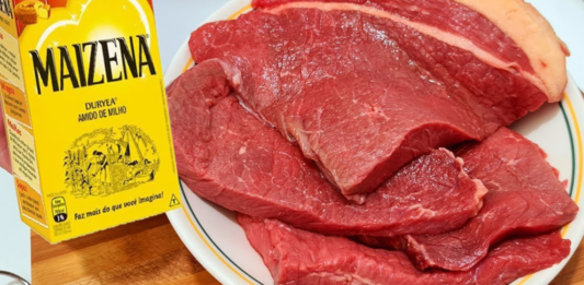 Amaciante de carne feita com maizena, a carne fica macia e saborosa